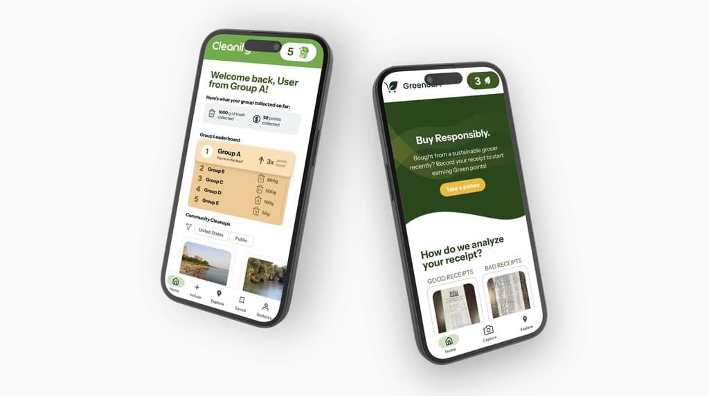 Cleanify and Greencart app screens